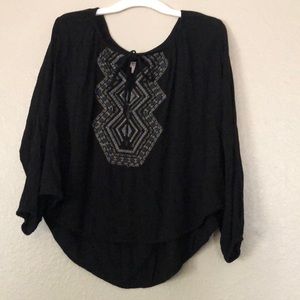 Mossimo Supply Co Black Long Sleeve Large V-Neck Blouse